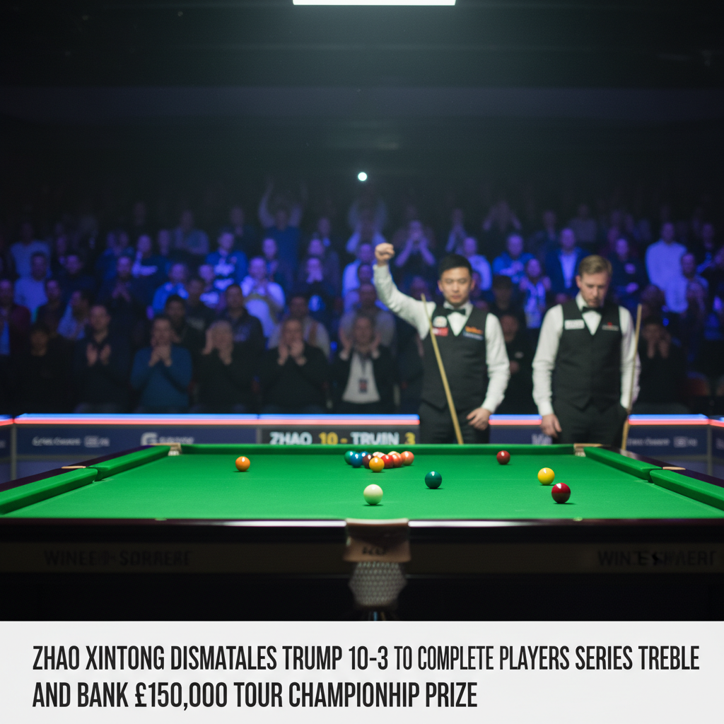 Zhao Xintong Dismantles Trump 10-3 to Complete Players Series Treble and Bank £150,000 Tour Championship Prize